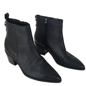 Franco Sarto Black Leather Shay Western Fashion Booties Size 6.5M Ankle Boots